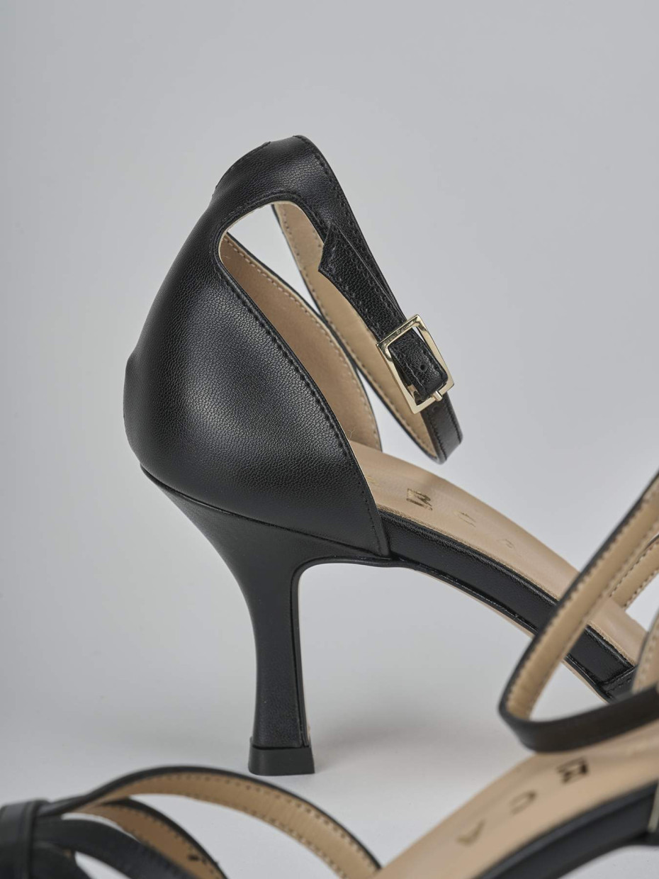 Sandalo tacco 7 cm nero pelle