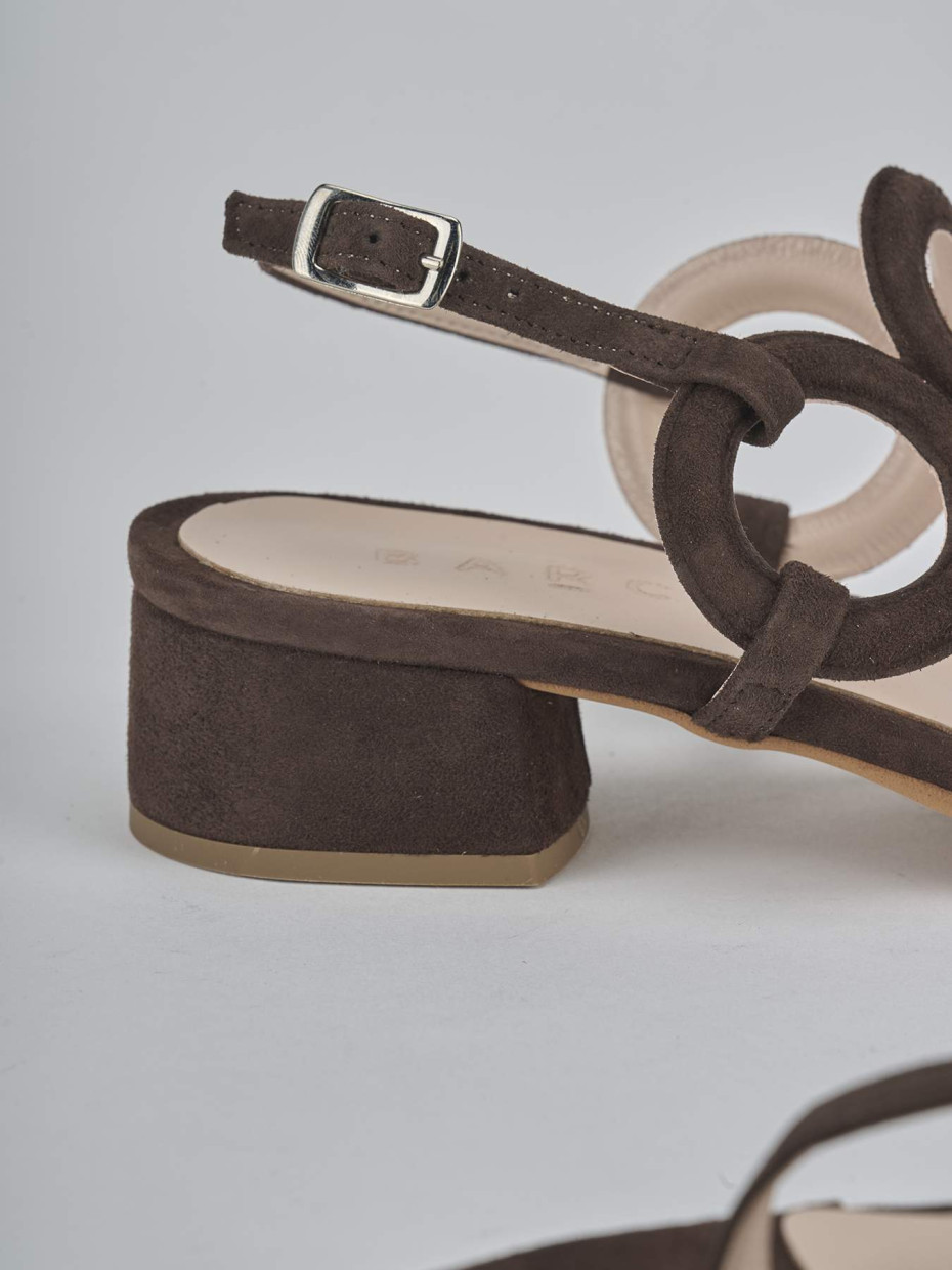 Sandali tacco 3cm camoscio testa