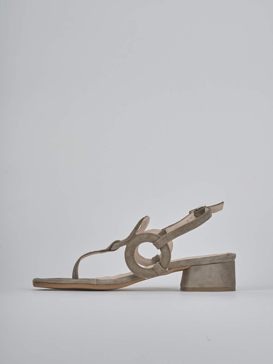Sandali tacco 3cm camoscio beige