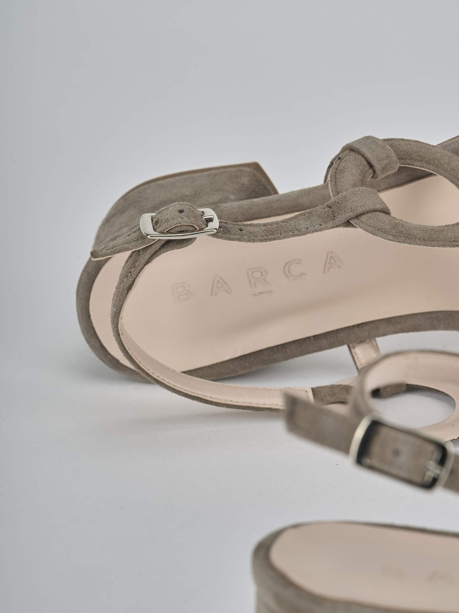 Sandali tacco 3cm camoscio beige