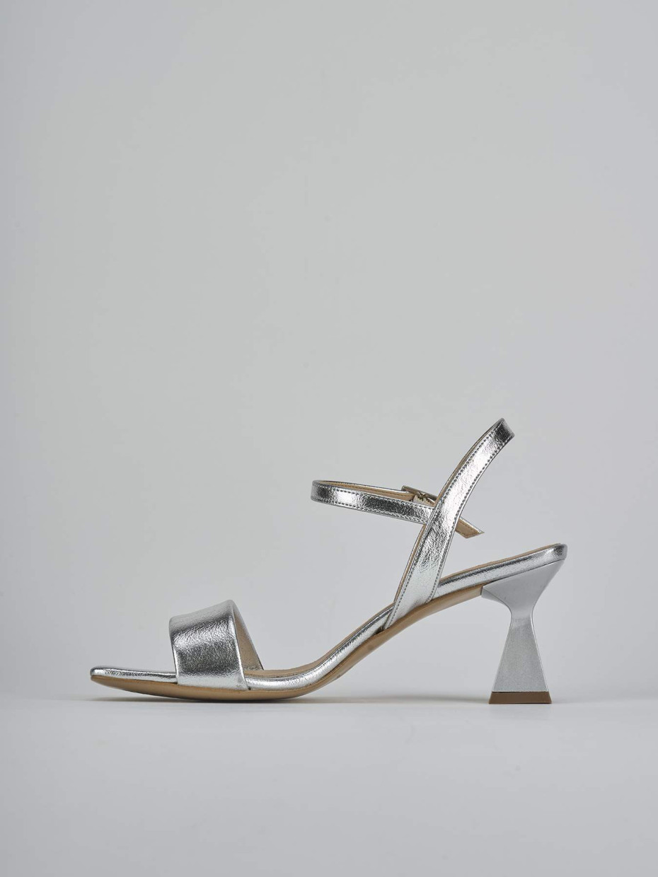 Sandalo tacco 7 cm argento pelle