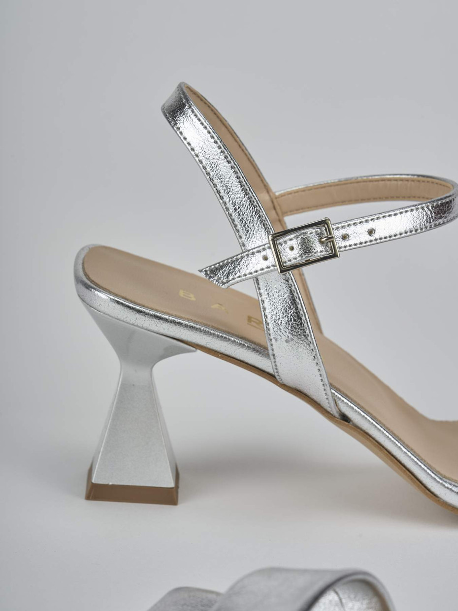 Sandalo tacco 7 cm argento pelle