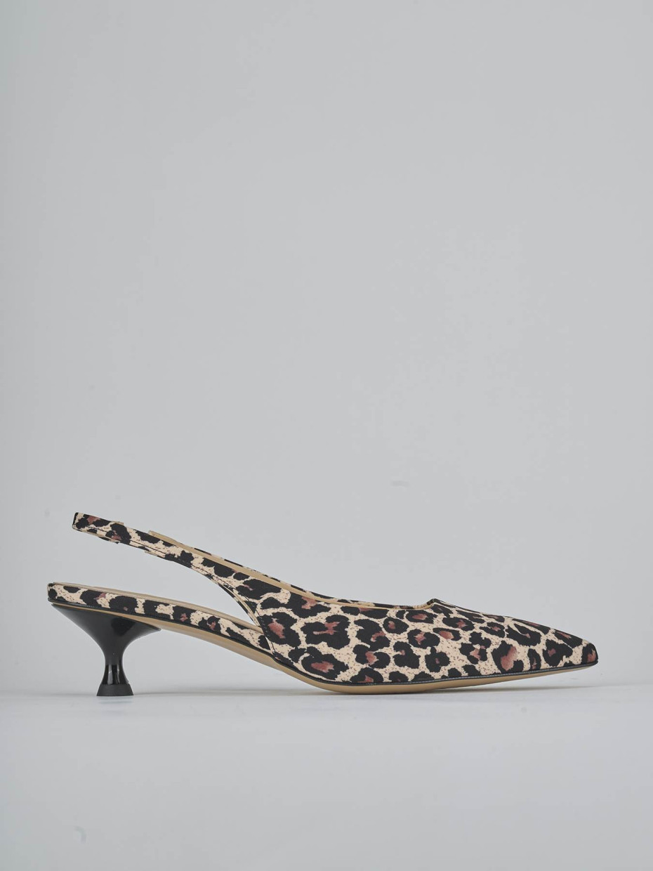 Décolleté e slingback tacco 4cm pelle multicolor