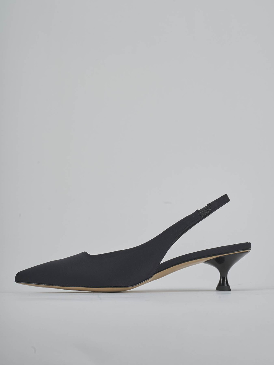 Décolleté e slingback tacco 4cm licra nero