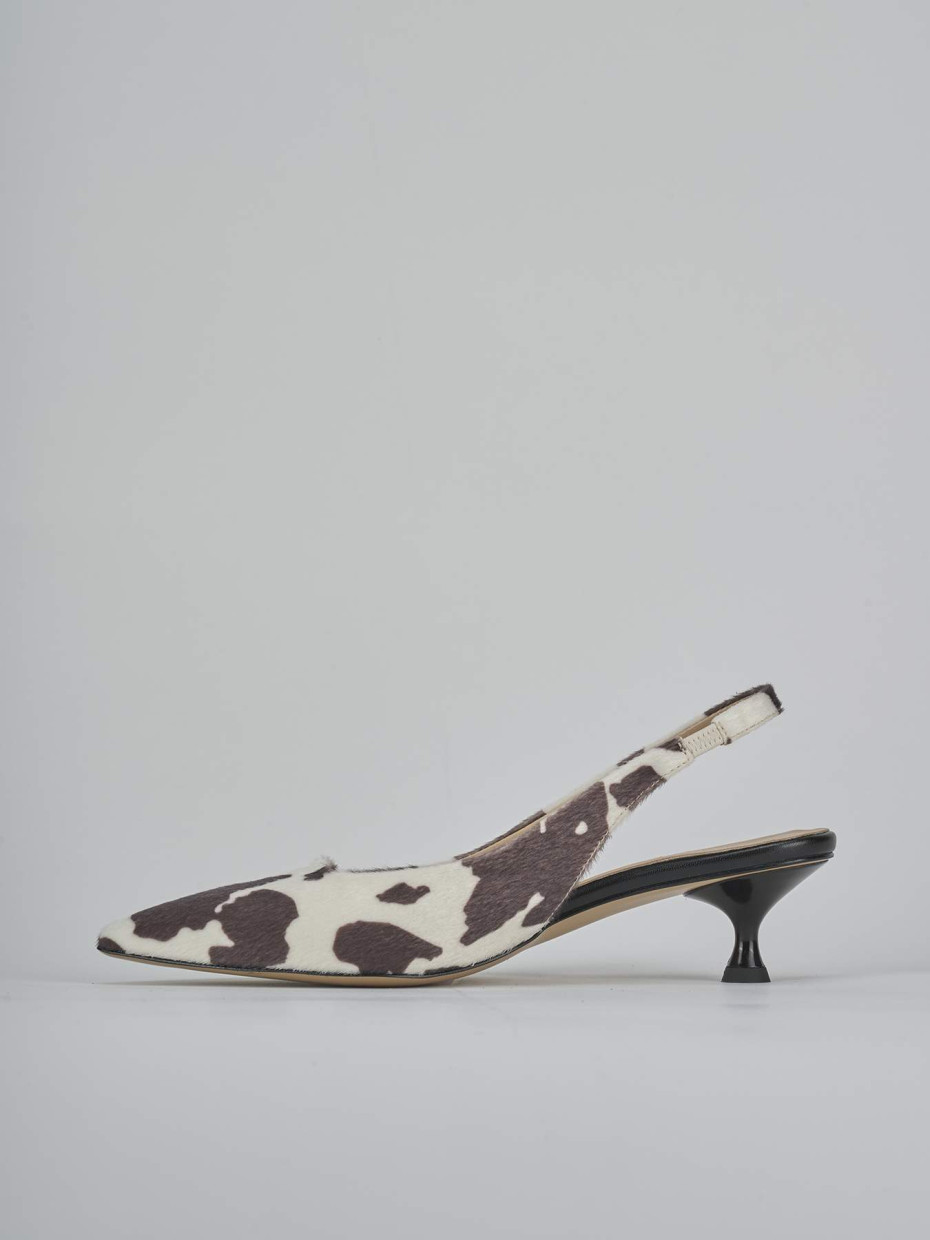 Décolleté e slingback tacco 4cm cavallino bianco