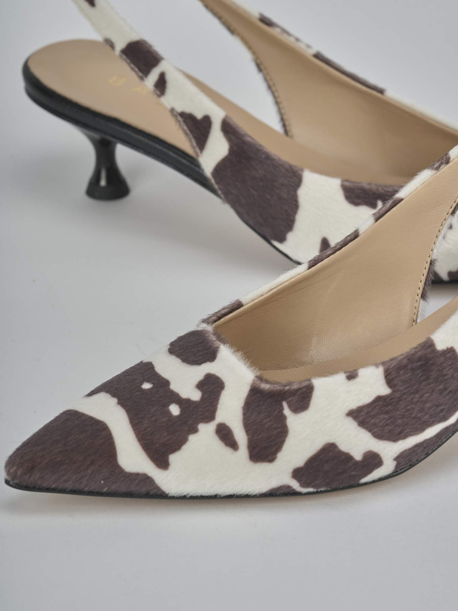 Décolleté e slingback tacco 4cm cavallino bianco