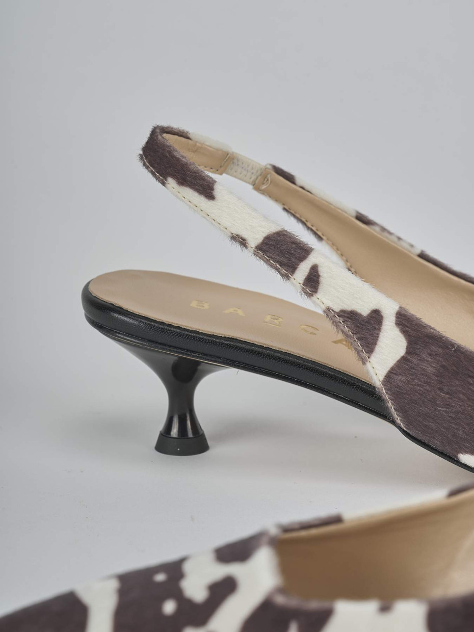 Décolleté e slingback tacco 4cm cavallino bianco