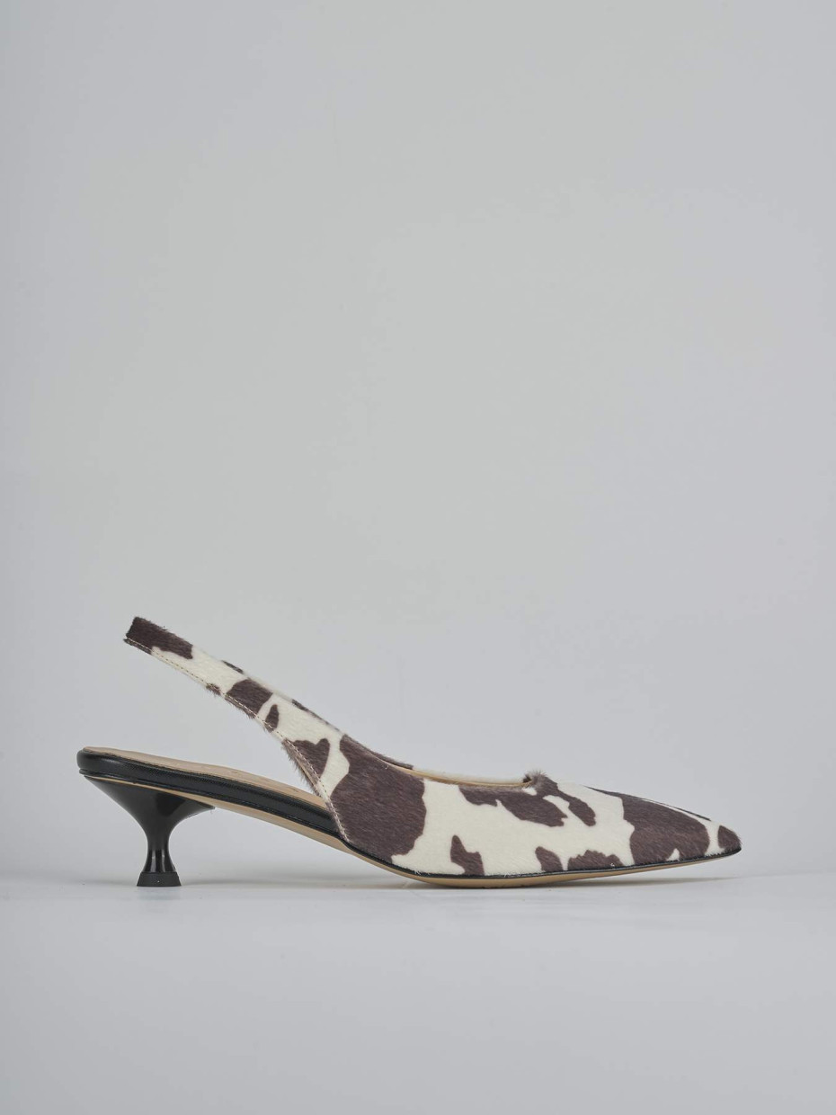 Décolleté e slingback tacco 4cm cavallino bianco