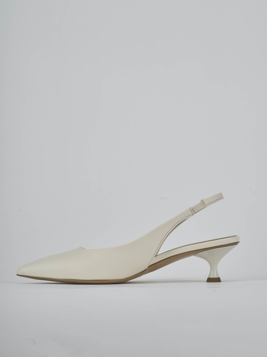 Décolleté e slingback tacco 4cm pelle bianco