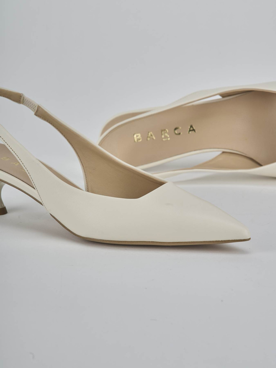 Décolleté e slingback tacco 4cm pelle bianco