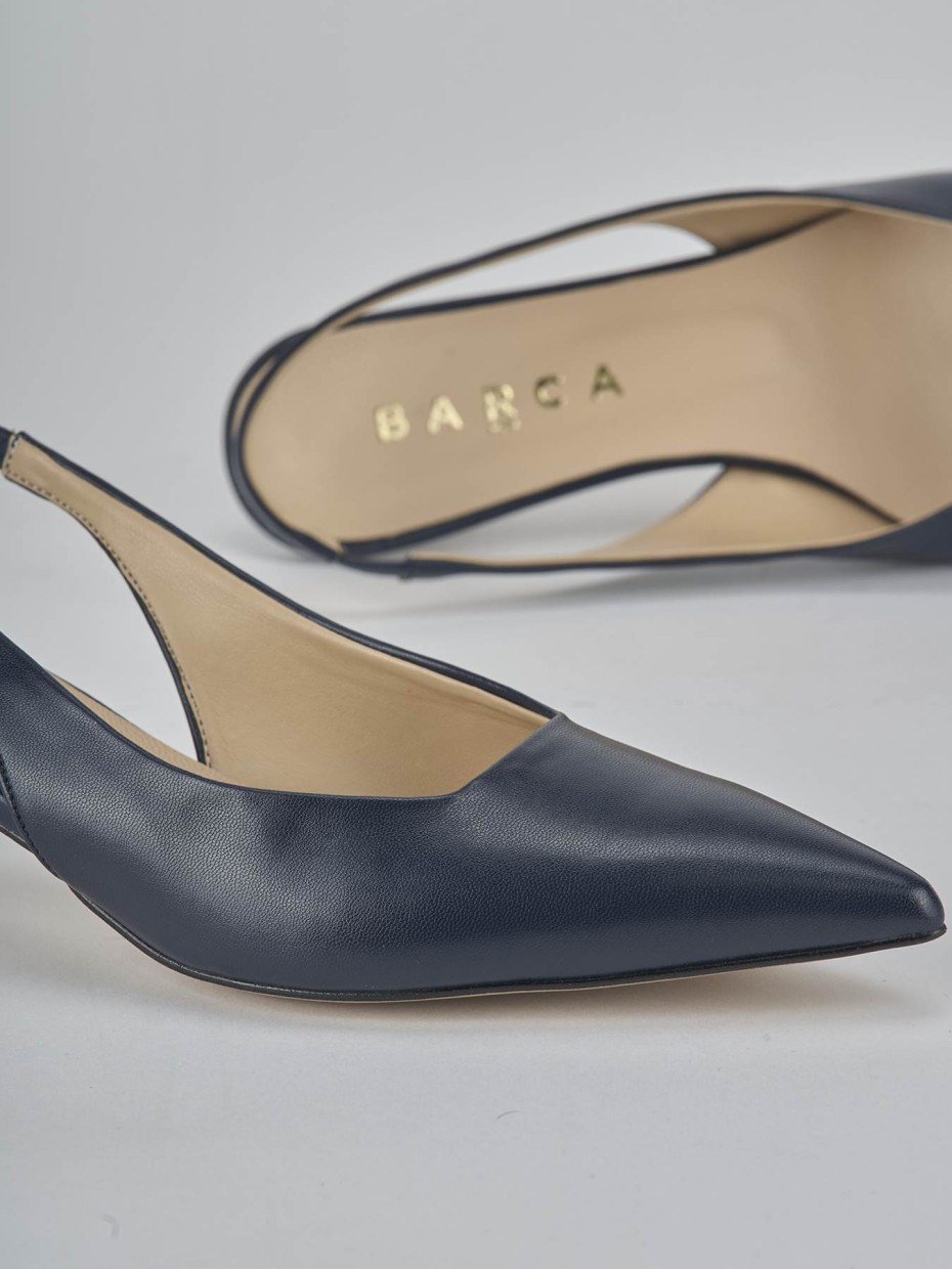 Décolleté e slingback tacco 4cm pelle blu