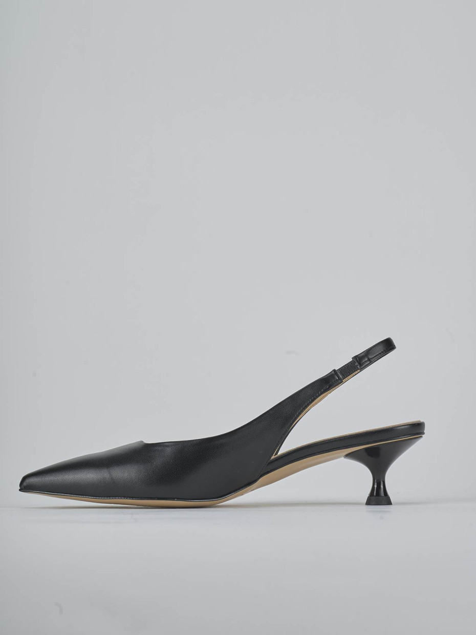 Décolleté e slingback tacco 4cm pelle nero