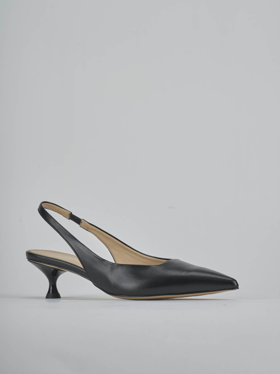 Décolleté e slingback tacco 4cm pelle nero