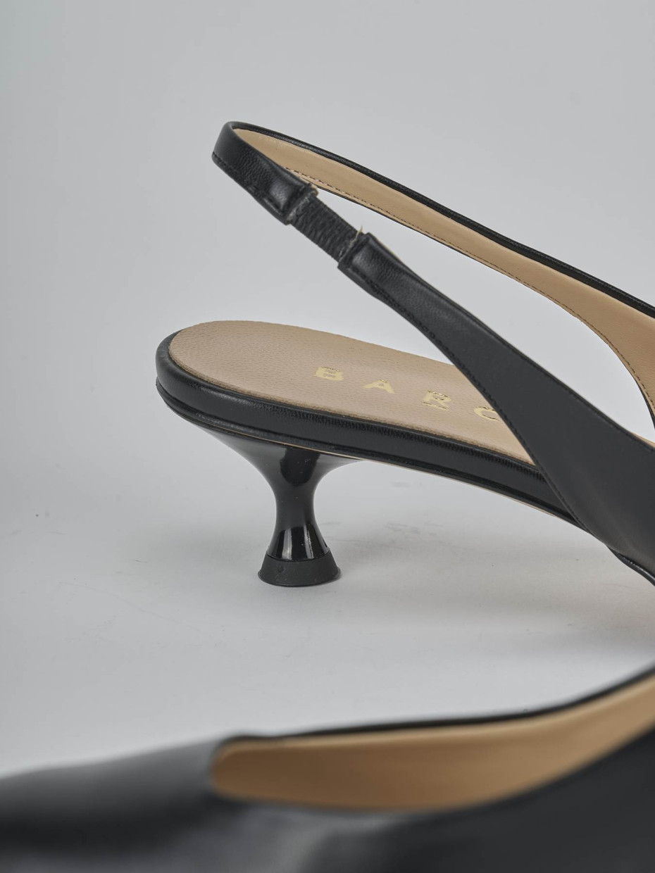 Décolleté e slingback tacco 4cm pelle nero