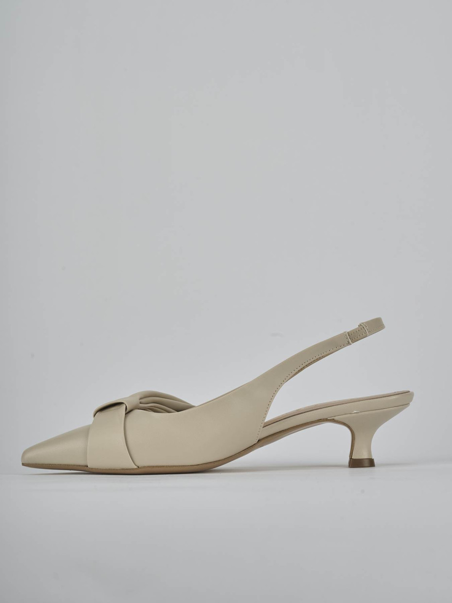 Décolleté e slingback tacco 4cm pelle beige