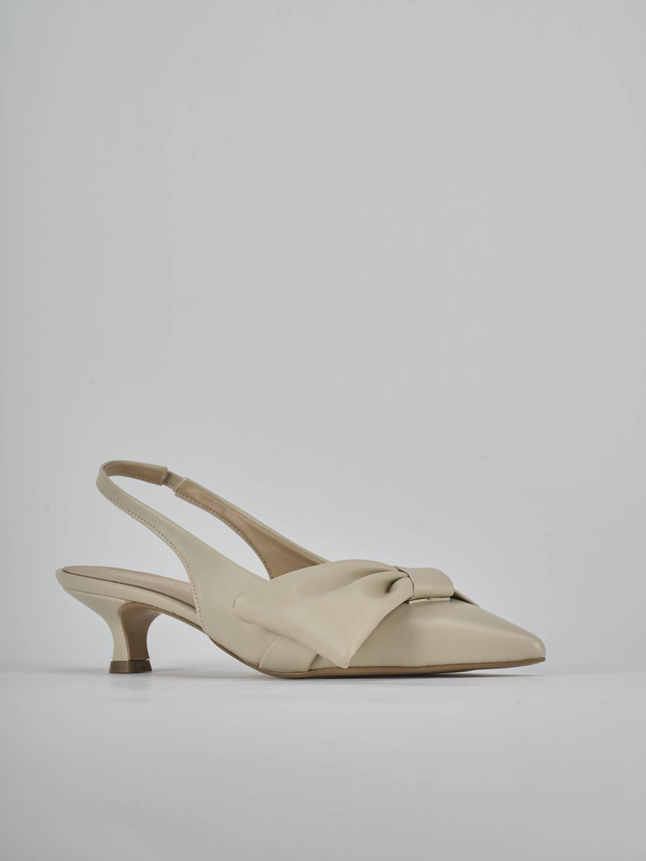 Décolleté e slingback tacco 4cm pelle beige
