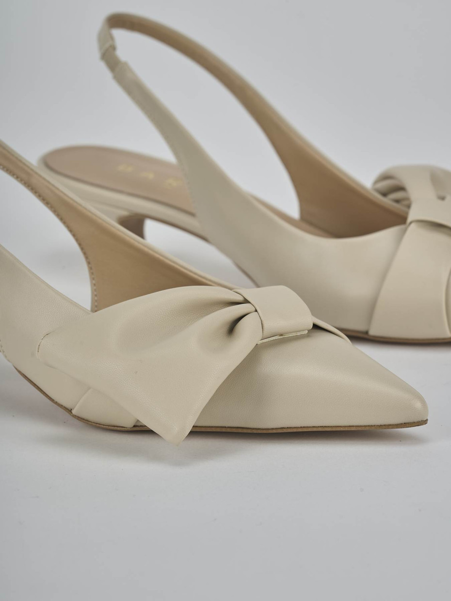 Décolleté e slingback tacco 4cm pelle beige