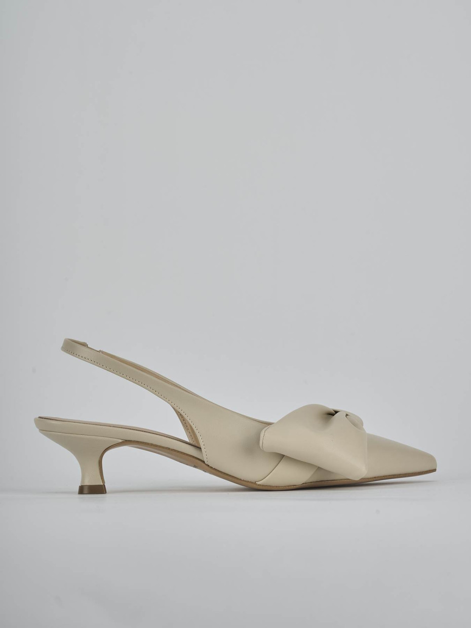 Décolleté e slingback tacco 4cm pelle beige