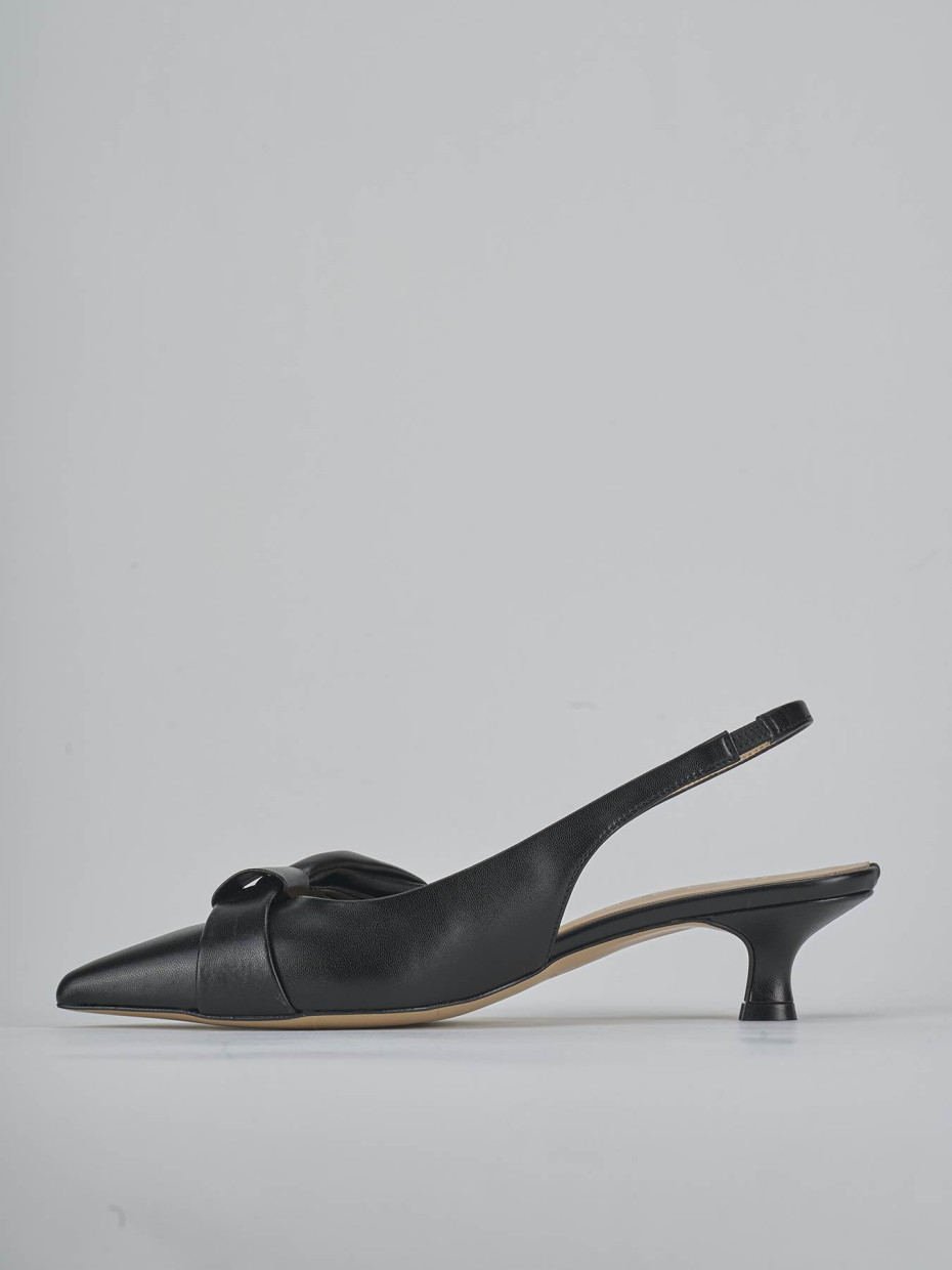 Décolleté e slingback tacco 4cm pelle nero