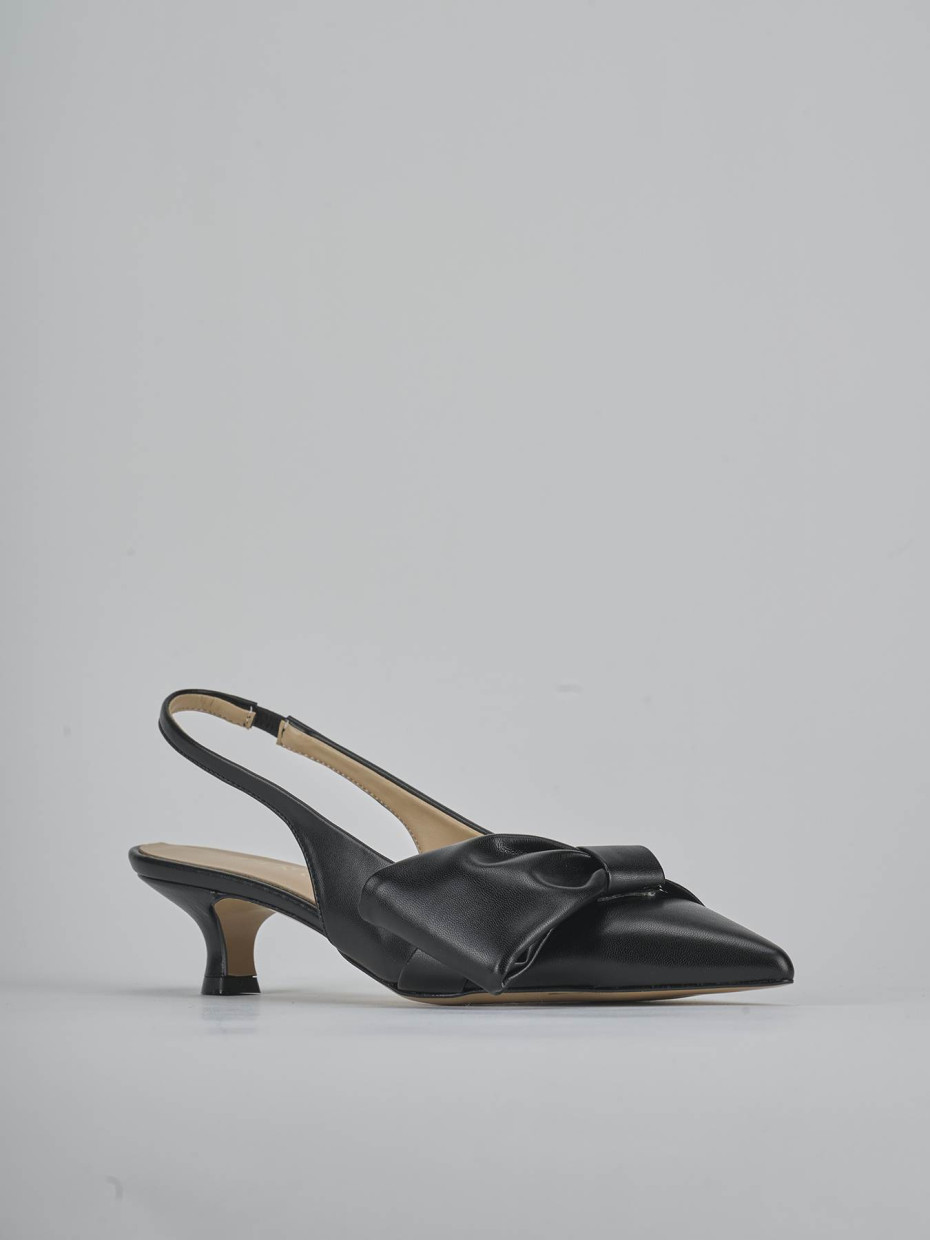 Décolleté e slingback tacco 4cm pelle nero