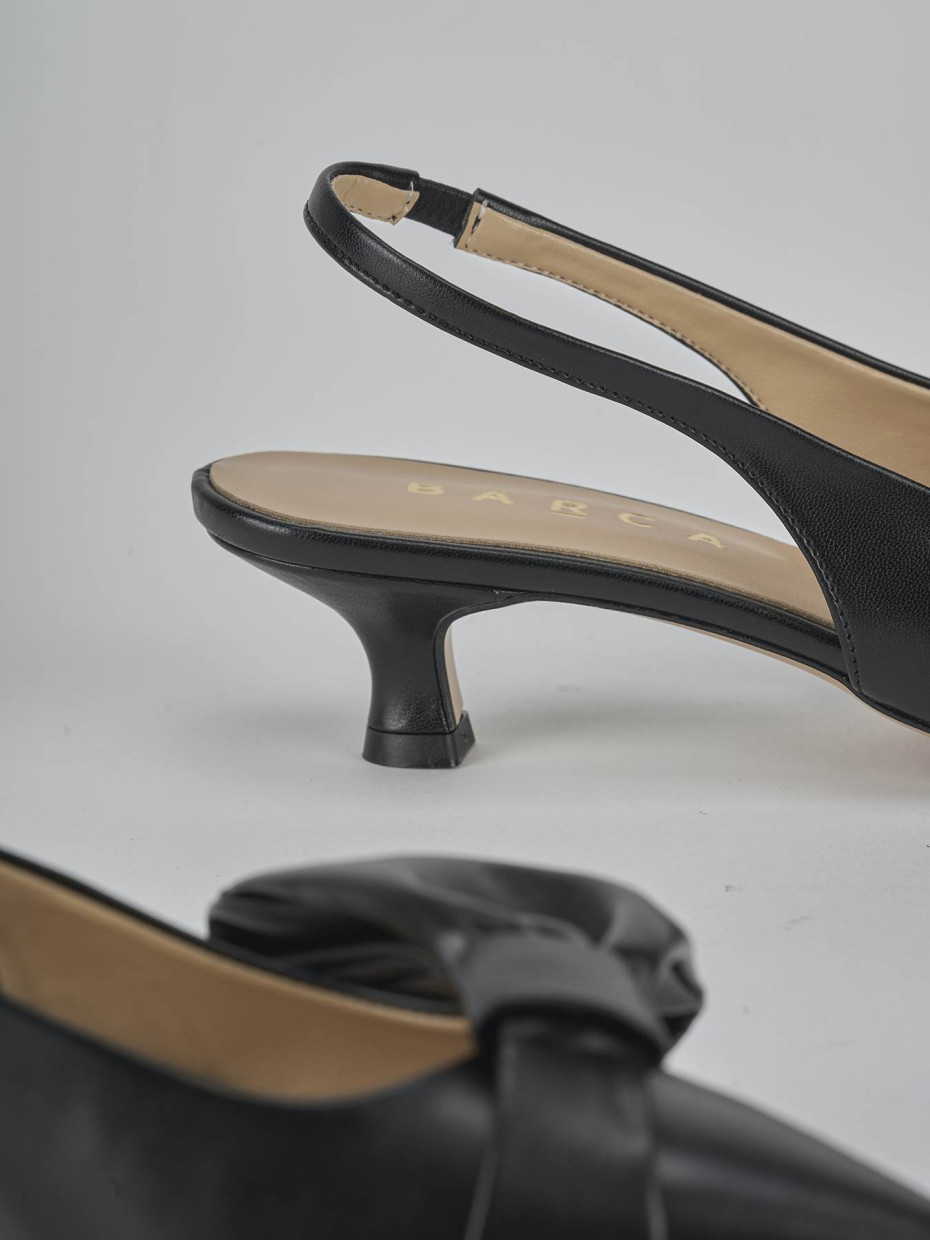Décolleté e slingback tacco 4cm pelle nero