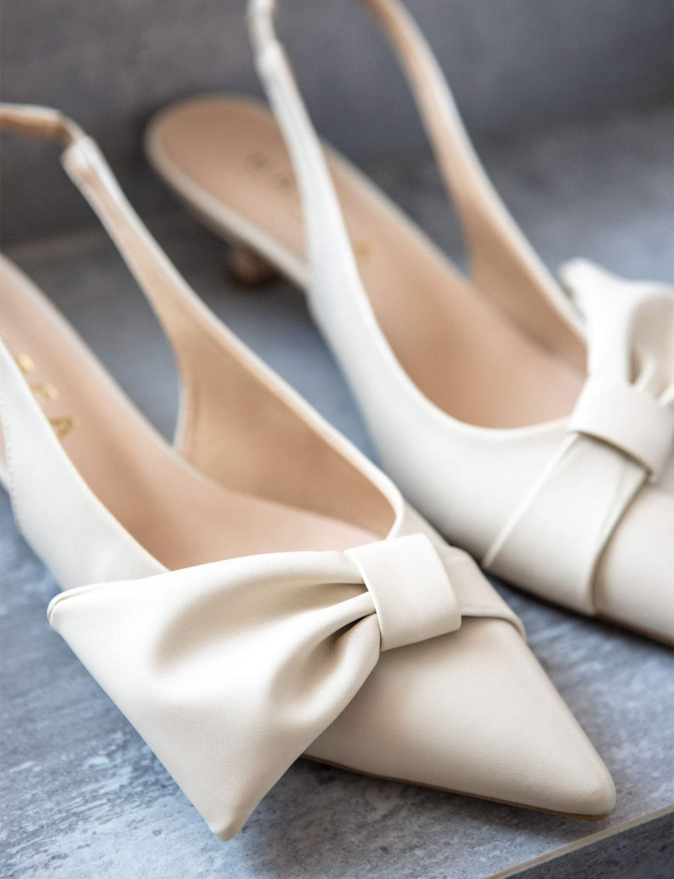 Décolleté e slingback tacco 4cm pelle beige