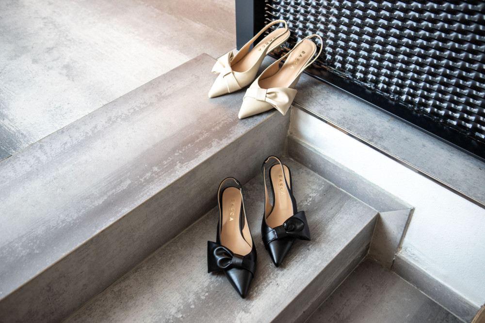 Décolleté e slingback tacco 4cm pelle nero