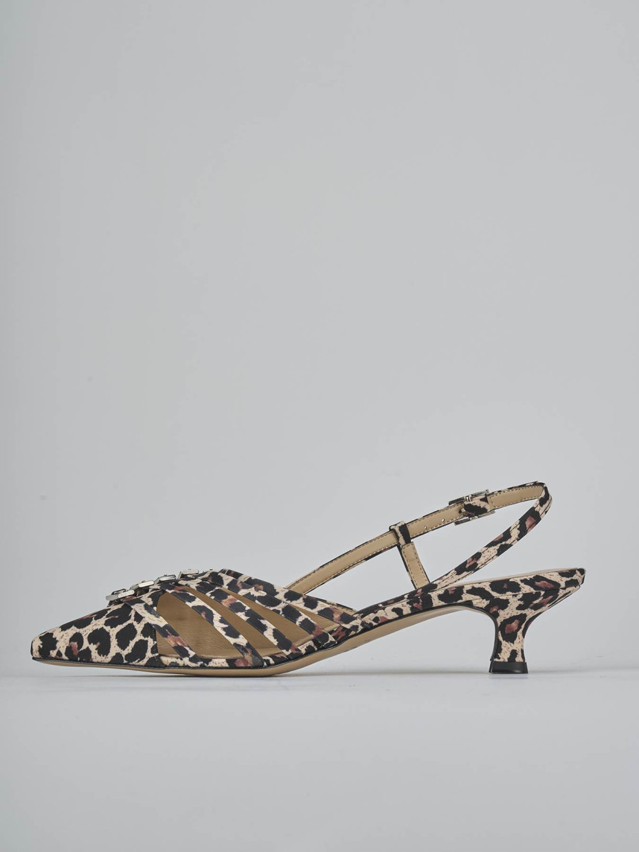 Décolleté e slingback tacco 4cm pelle multicolor