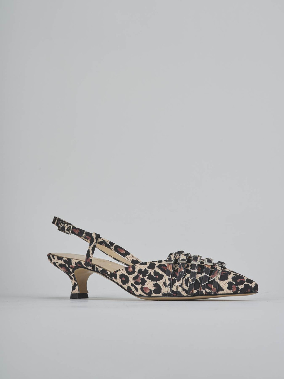 Décolleté e slingback tacco 4cm pelle multicolor
