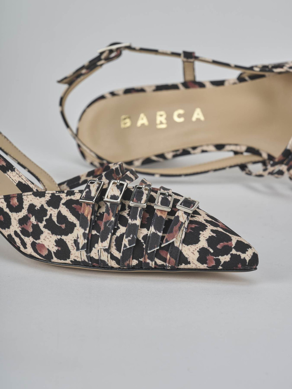 Décolleté e slingback tacco 4cm pelle multicolor