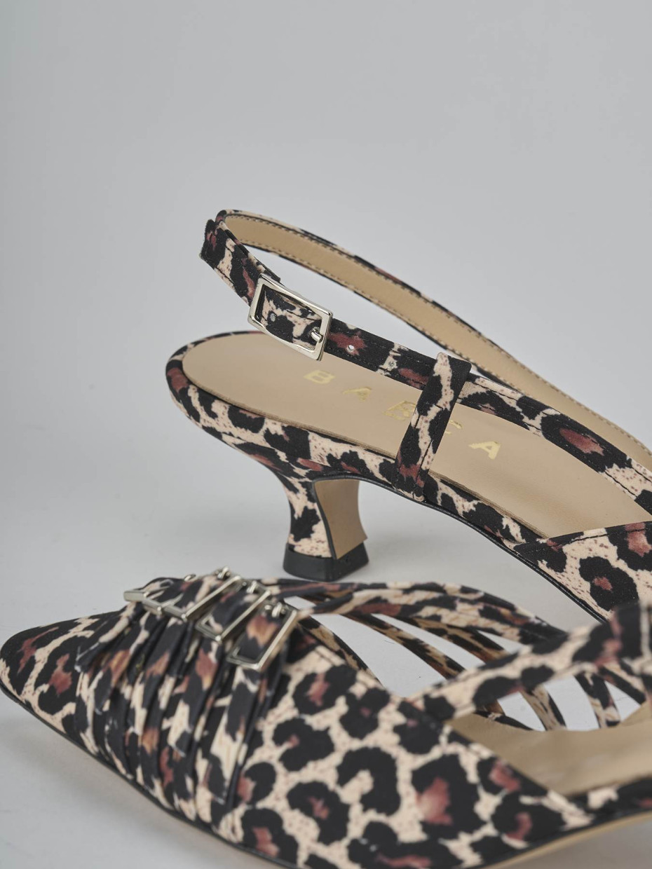 Décolleté e slingback tacco 4cm pelle multicolor