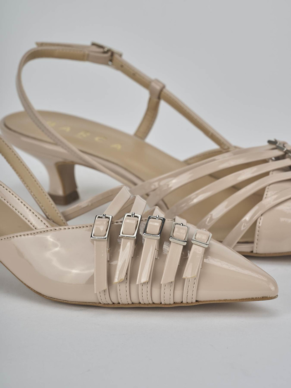 Décolleté e slingback tacco 4cm vernice beige