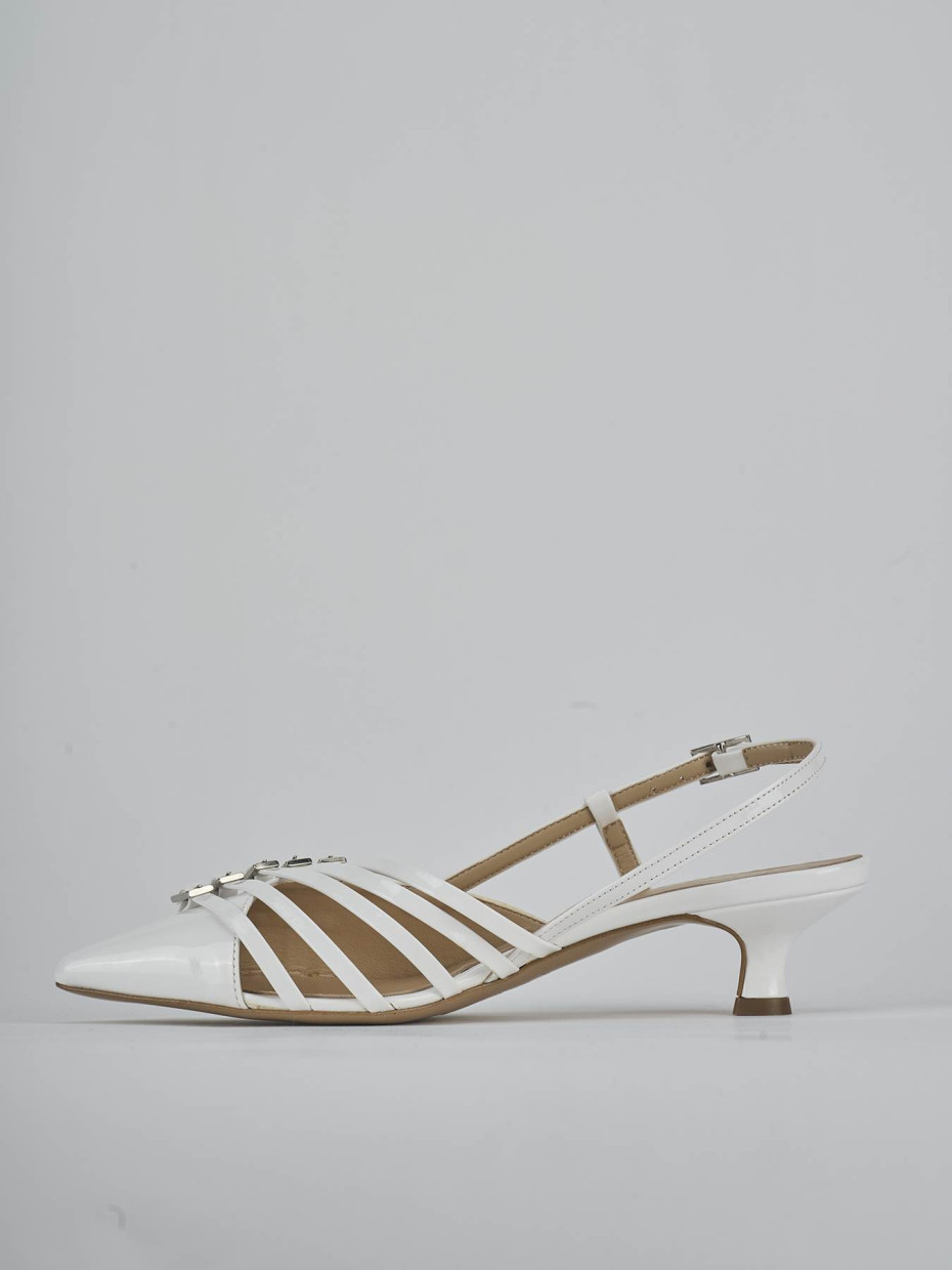 Décolleté e slingback tacco 4cm vernice bianco