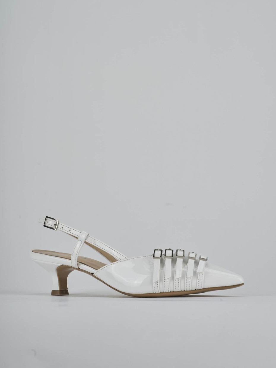 Décolleté e slingback tacco 4cm vernice bianco