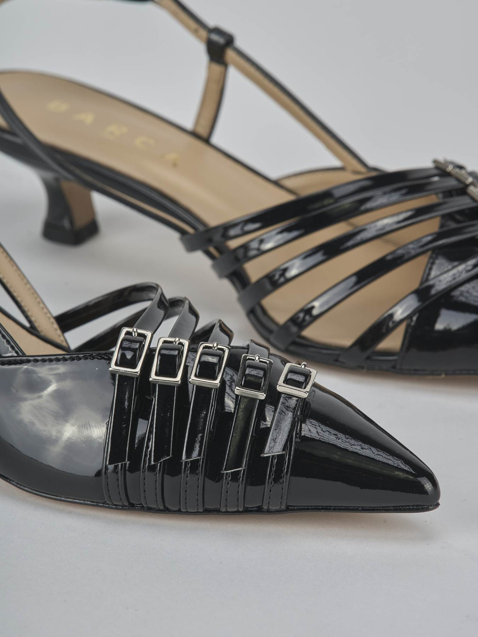 Décolleté e slingback tacco 4cm vernice nero