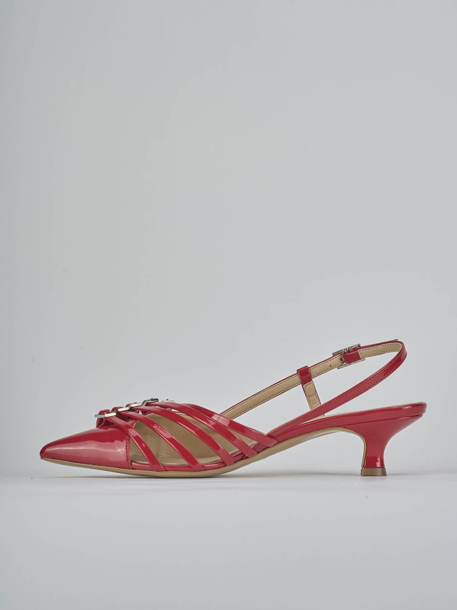 Décolleté e slingback tacco 4cm vernice rosso