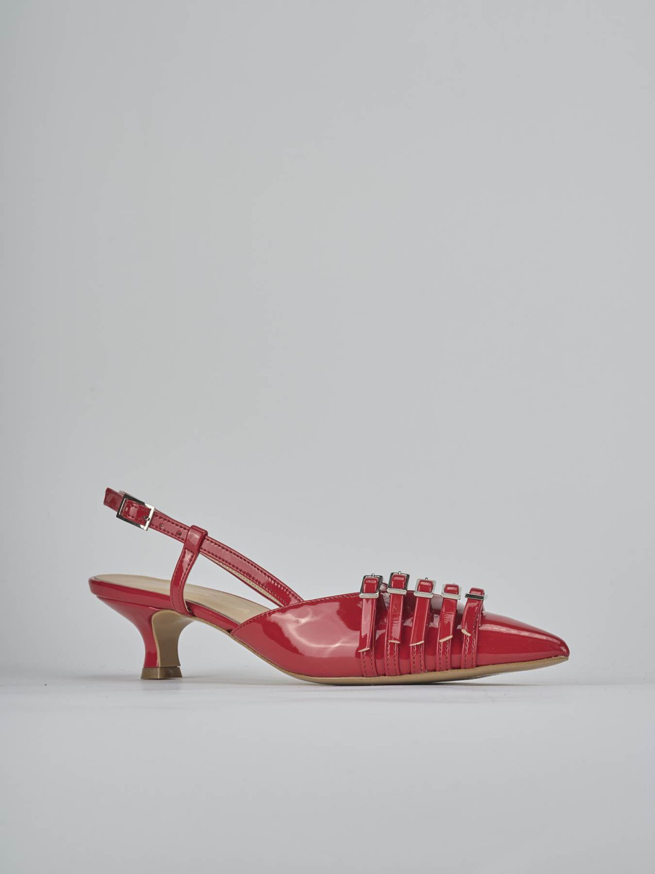 Décolleté e slingback tacco 4cm vernice rosso