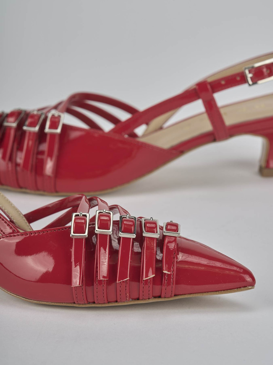 Décolleté e slingback tacco 4cm vernice rosso