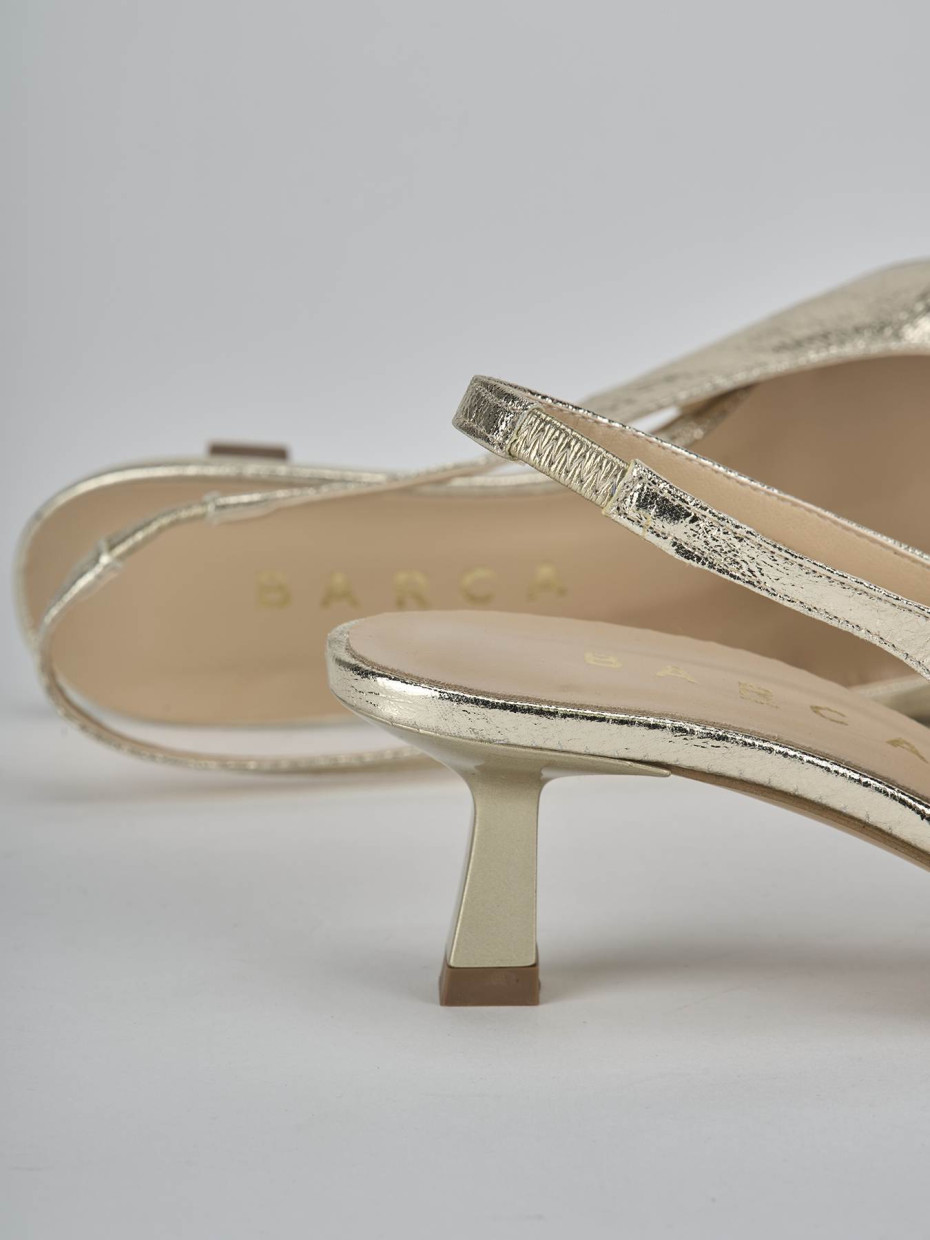 Décolleté e slingback tacco 7cm laminato oro