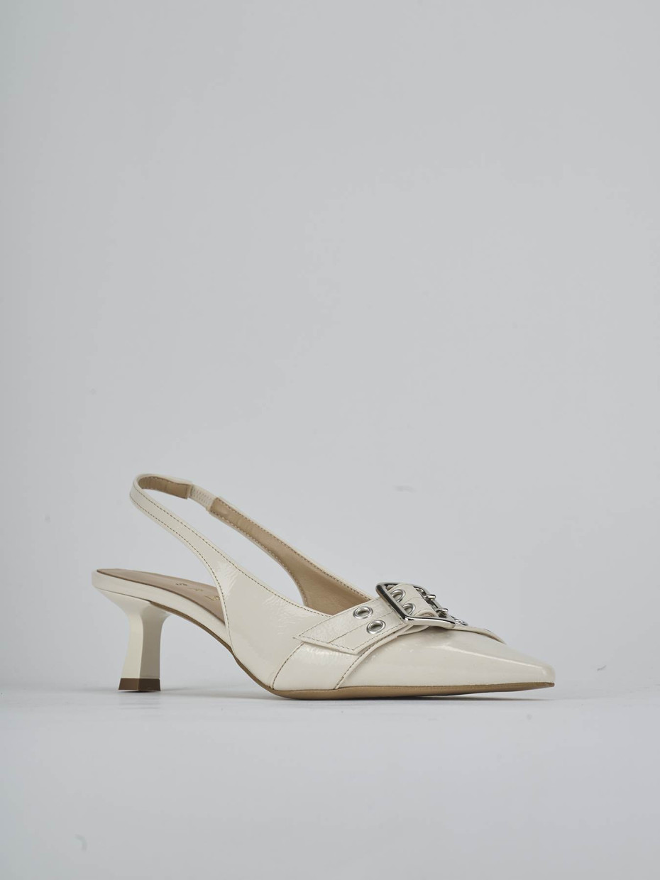 Décolleté e slingback tacco 7cm vernice bianco