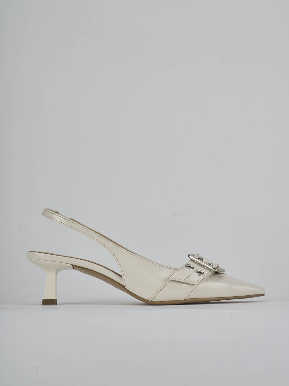 Décolleté e slingback tacco 7cm vernice bianco