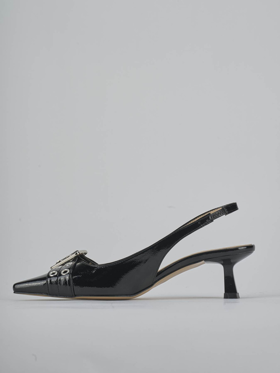 Décolleté e slingback tacco 7cm vernice nero