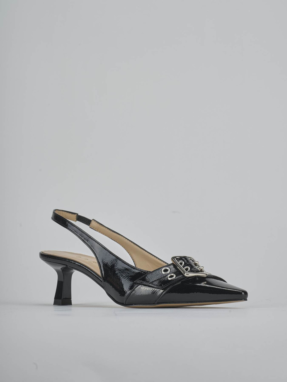 Décolleté e slingback tacco 7cm vernice nero