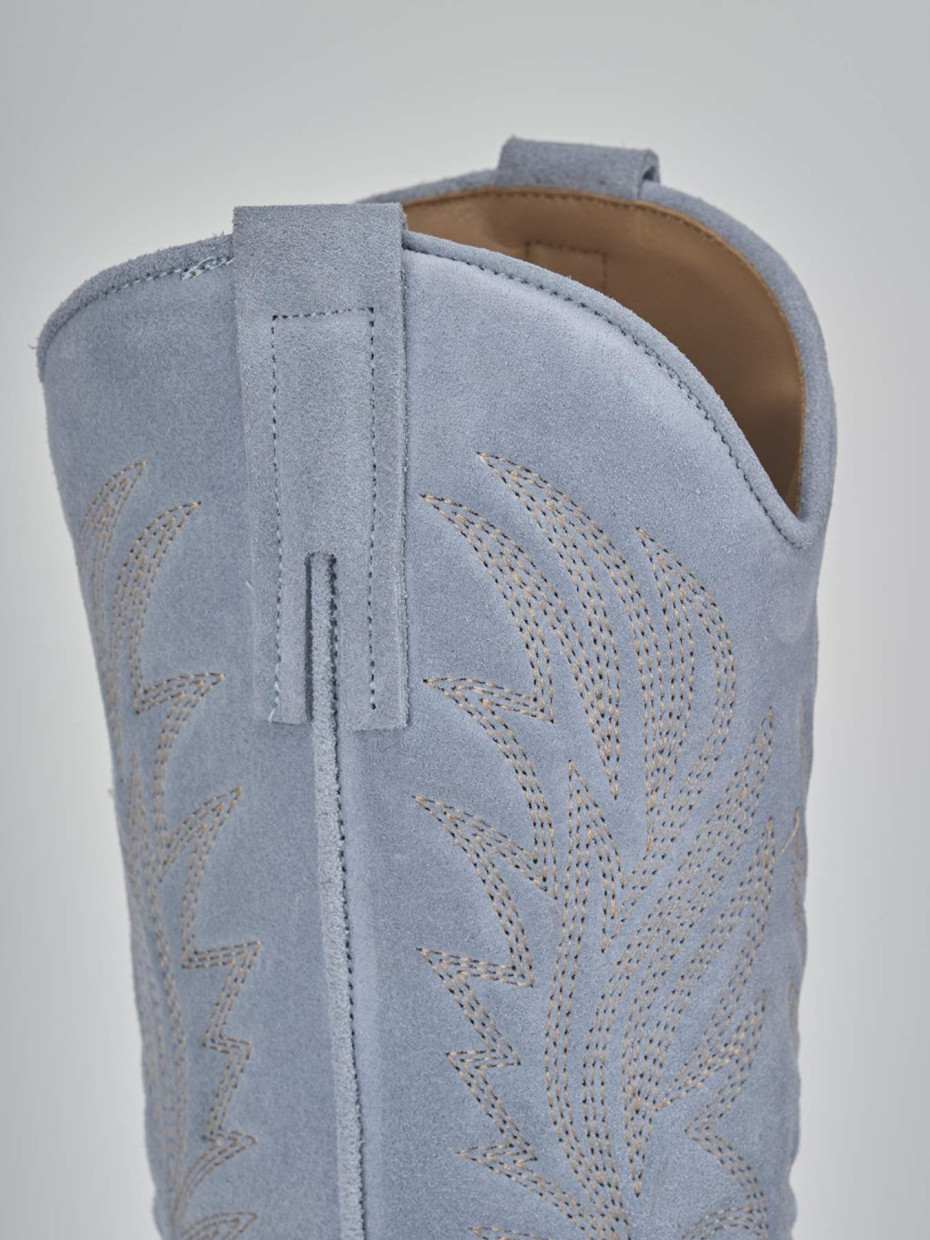 Stivali tacco 7cm camoscio azzurro