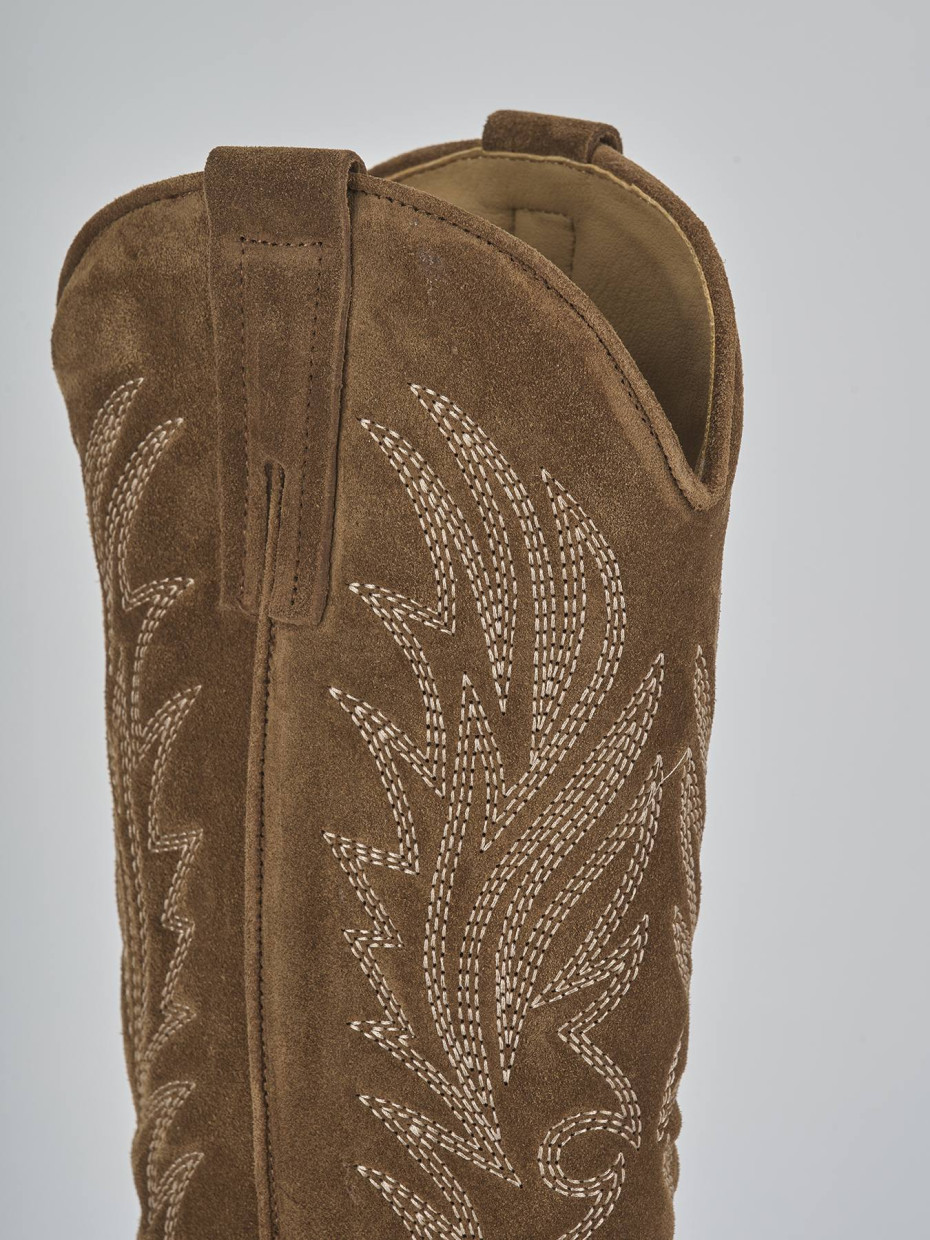 Stivali tacco 7cm camoscio marrone