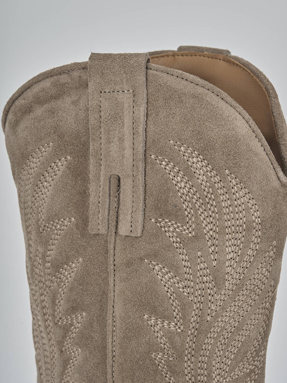 Stivali tacco 7cm camoscio beige