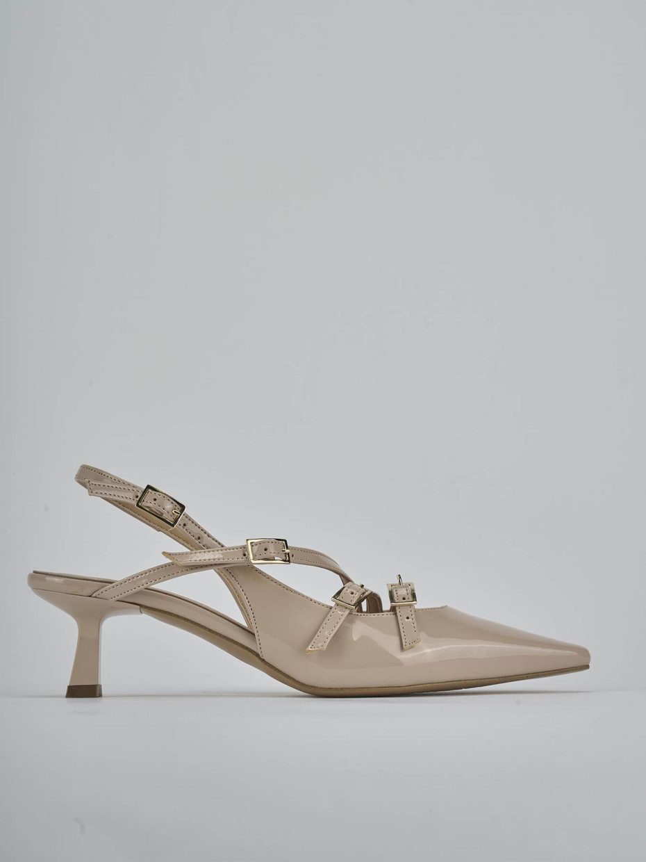 Décolleté e slingback tacco 7cm vernice beige
