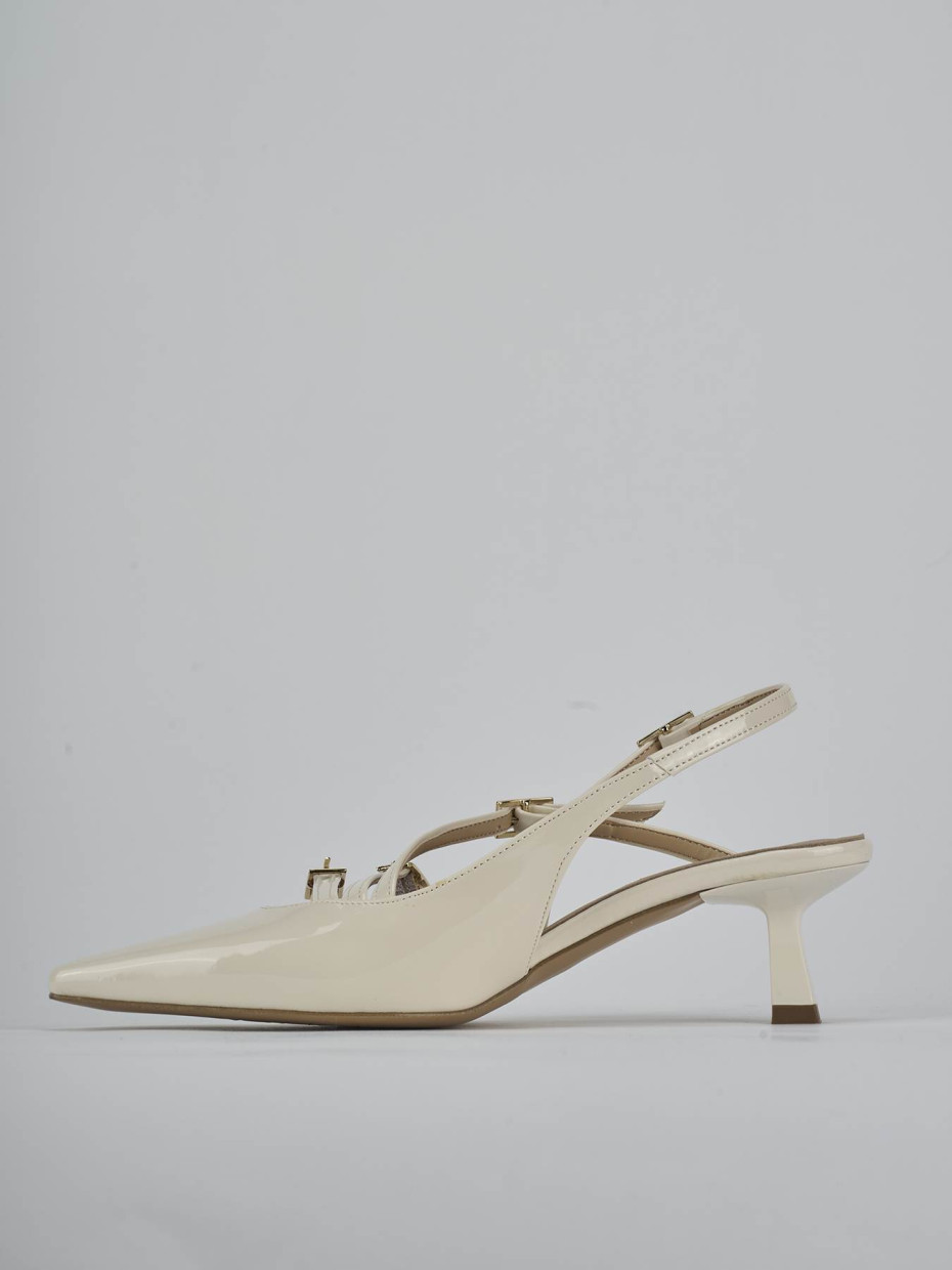 Décolleté e slingback tacco 7cm vernice bianco
