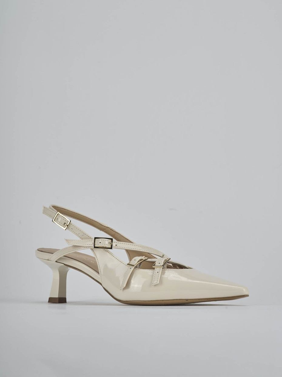Décolleté e slingback tacco 7cm vernice bianco