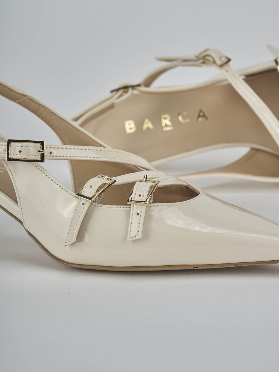 Décolleté e slingback tacco 7cm vernice bianco
